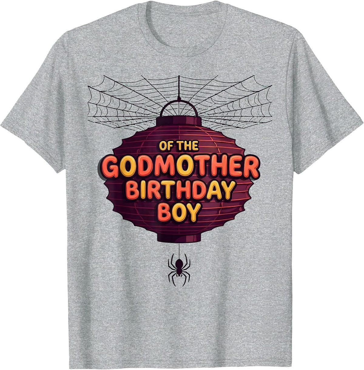Men's Godmother Of The Birthday Boy Spider Web Family Matching T-Shirt - Heather Grey