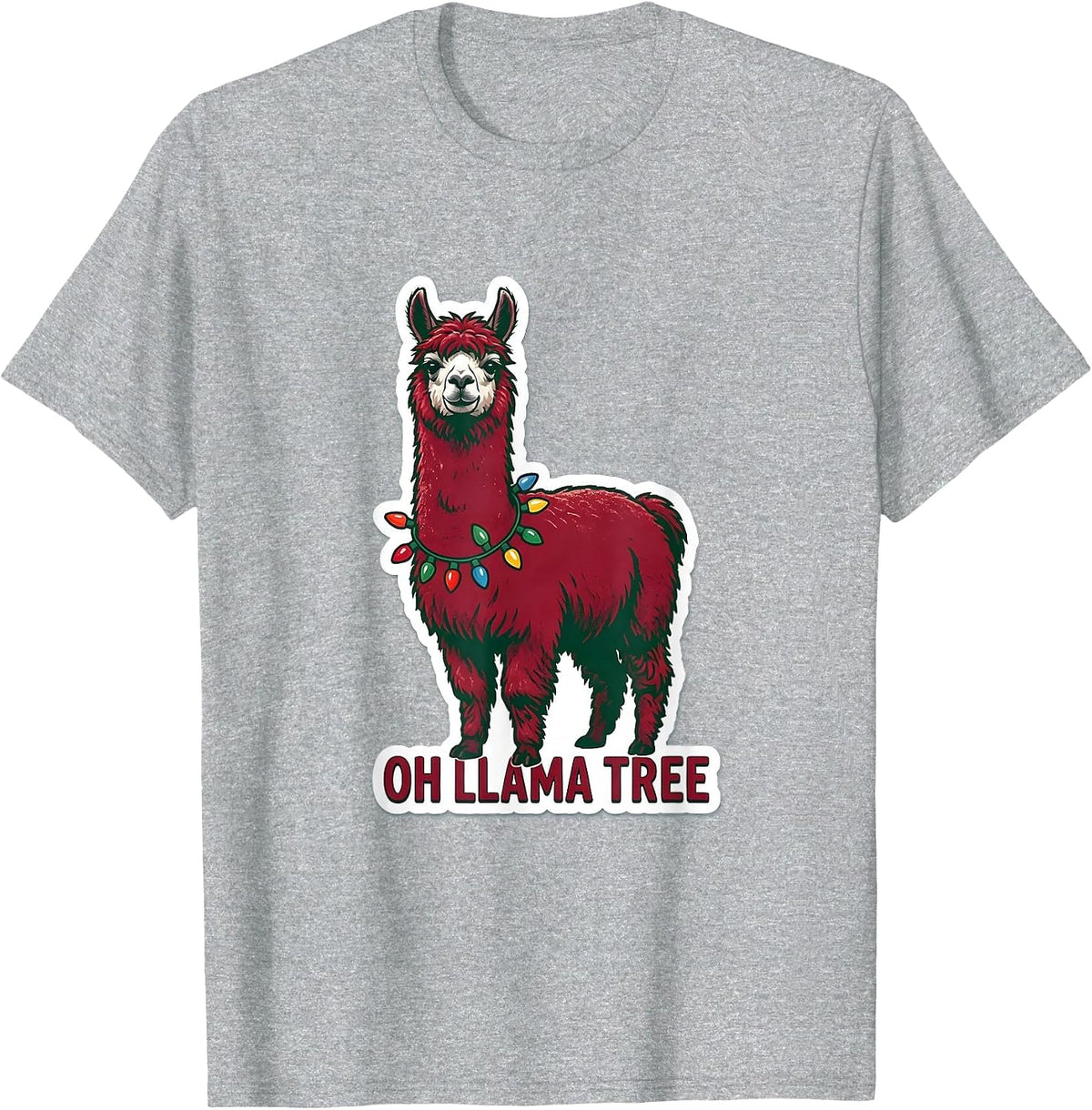 Men's Oh Llama Tree Funny Llama Christmas Animal Lover Gift T-Shirt - Heather Grey