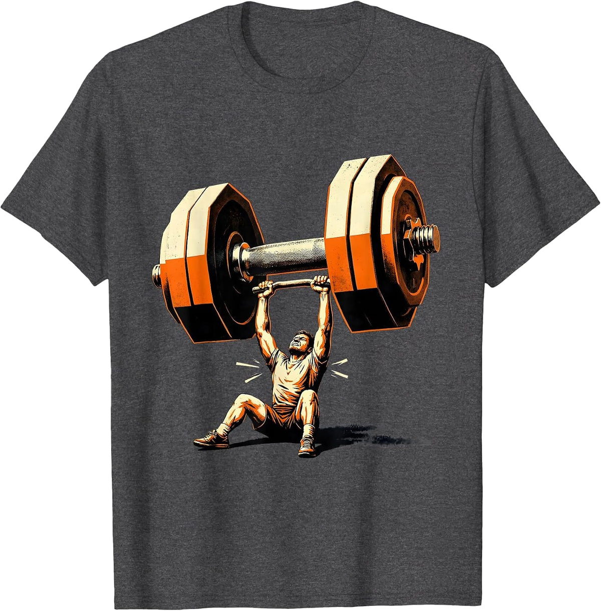 Men's Lifter Hex Dumbbell Stencil Graphic Gym Humor T-Shirt - Dark Heather Grey