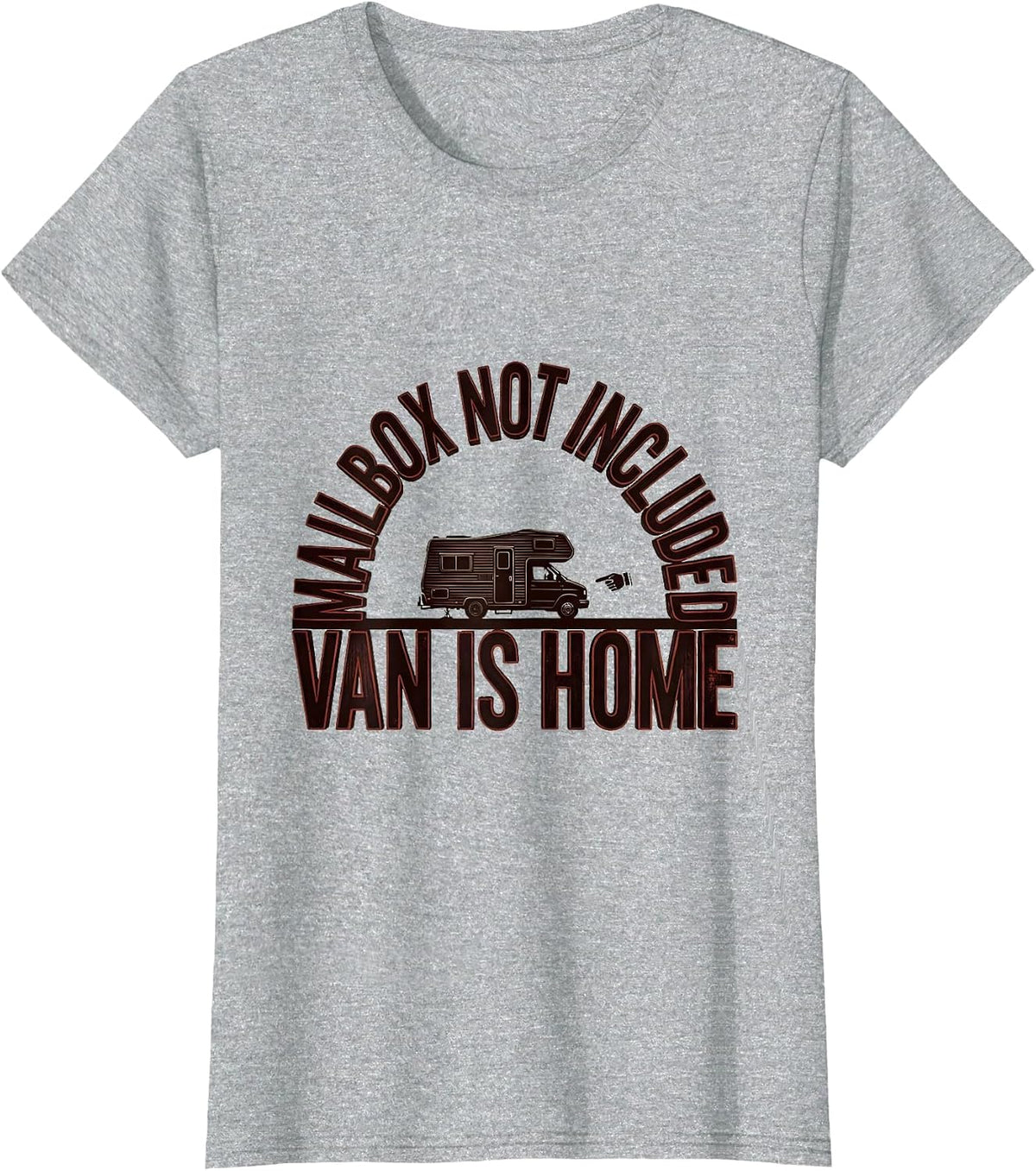 Women's Mailbox Not Included, Van Is Home Retro Van Life Nomads T-Shirt - Heather Grey
