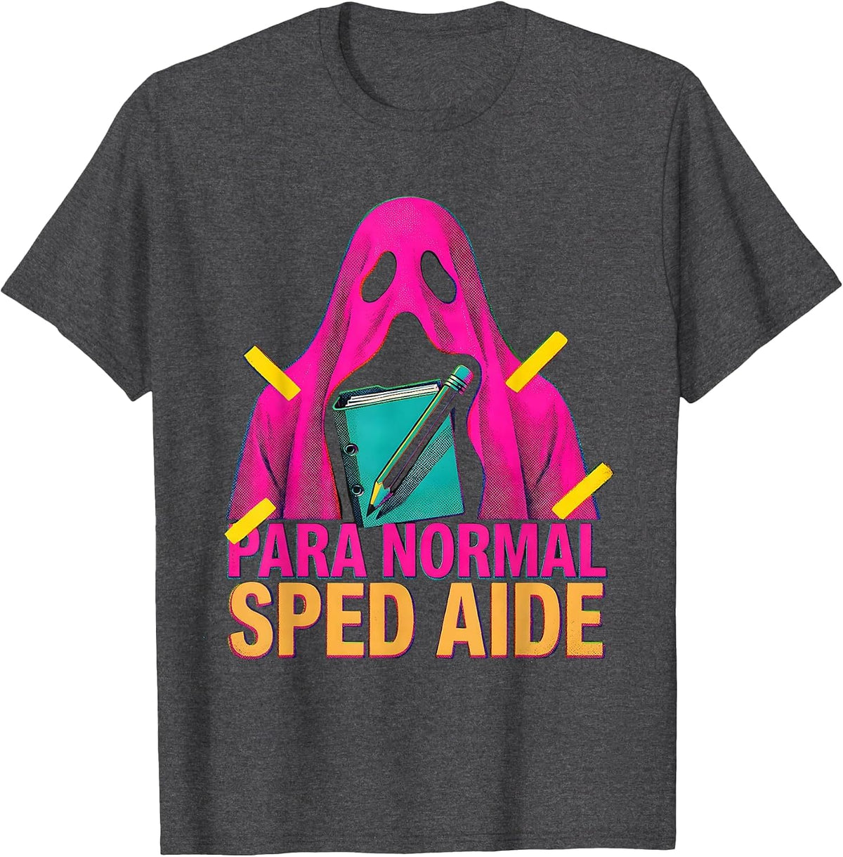 Para Normal SPED Aide Ghost Paraprofessional Halloween T-Shirt - Dark Heather Grey