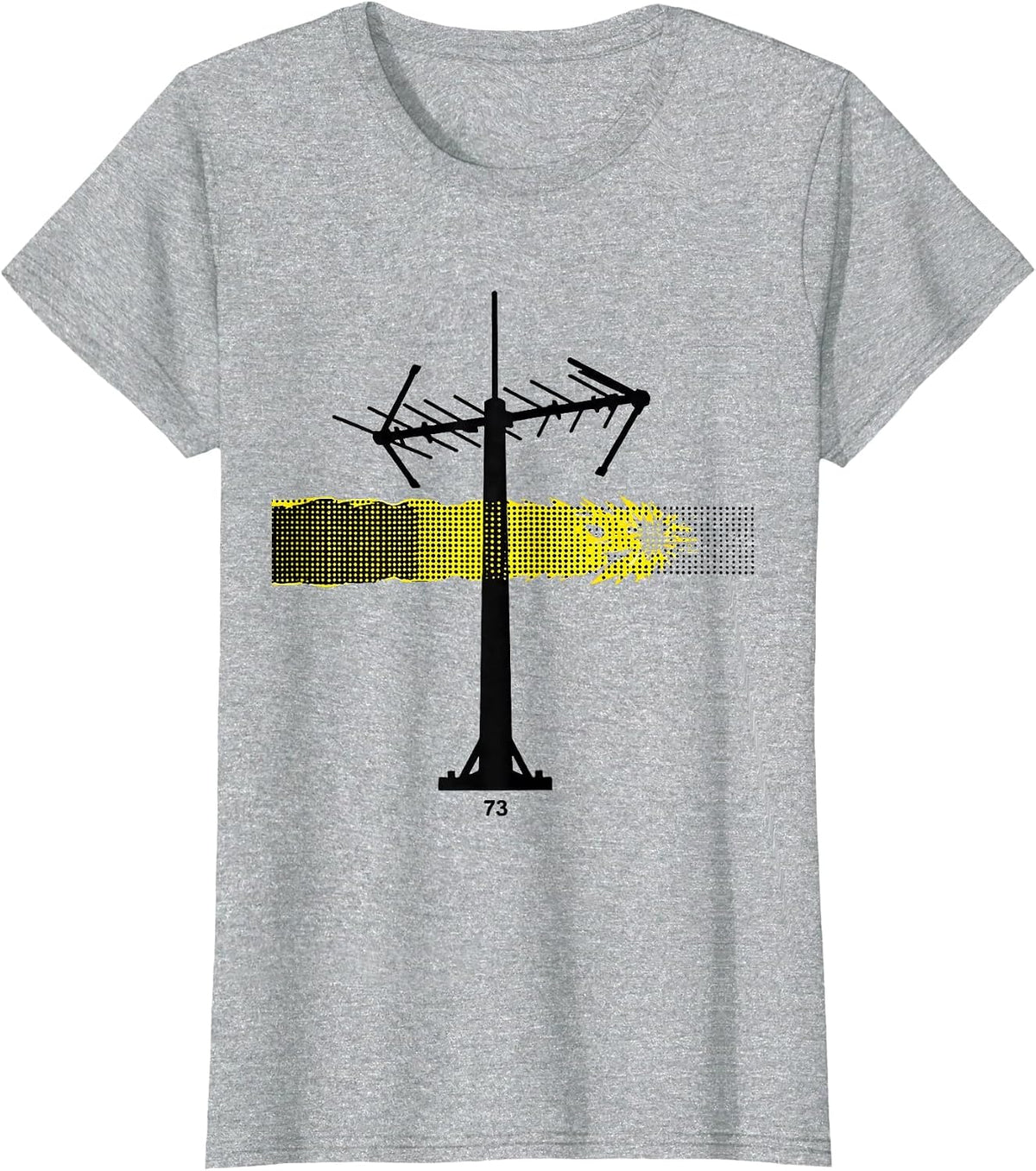 73 Stencil Graphic Ham Radio Operator Enthusiast Humor T-Shirt - Heather Grey