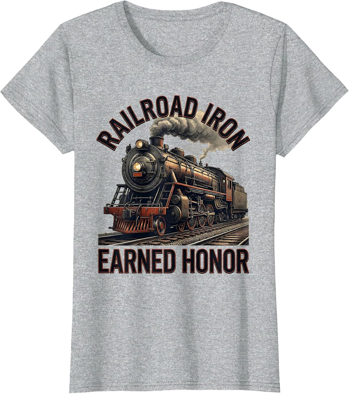 Women's Railroad Iron Earned Honor Big Boy 4014 Steam Locomotive T-Shirt - Heather Grey
