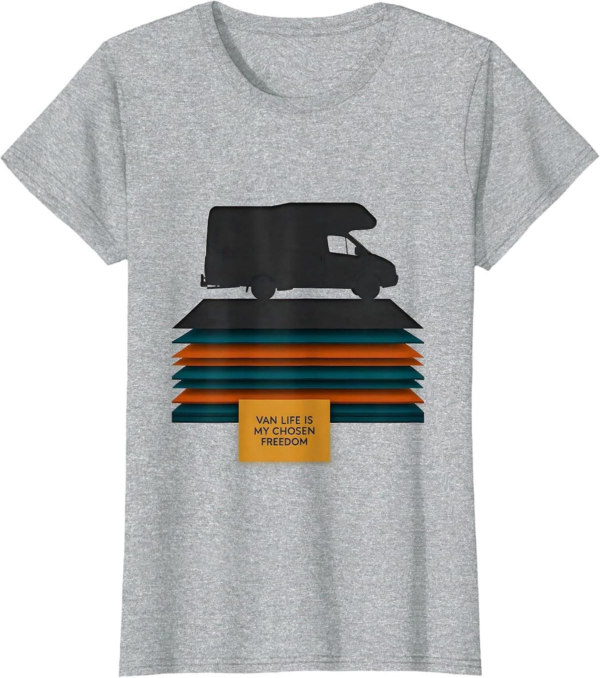 Women's Van Life Is My Chosen Freedom Retro Van Dwellers Road Trip T-Shirt - Heather Grey