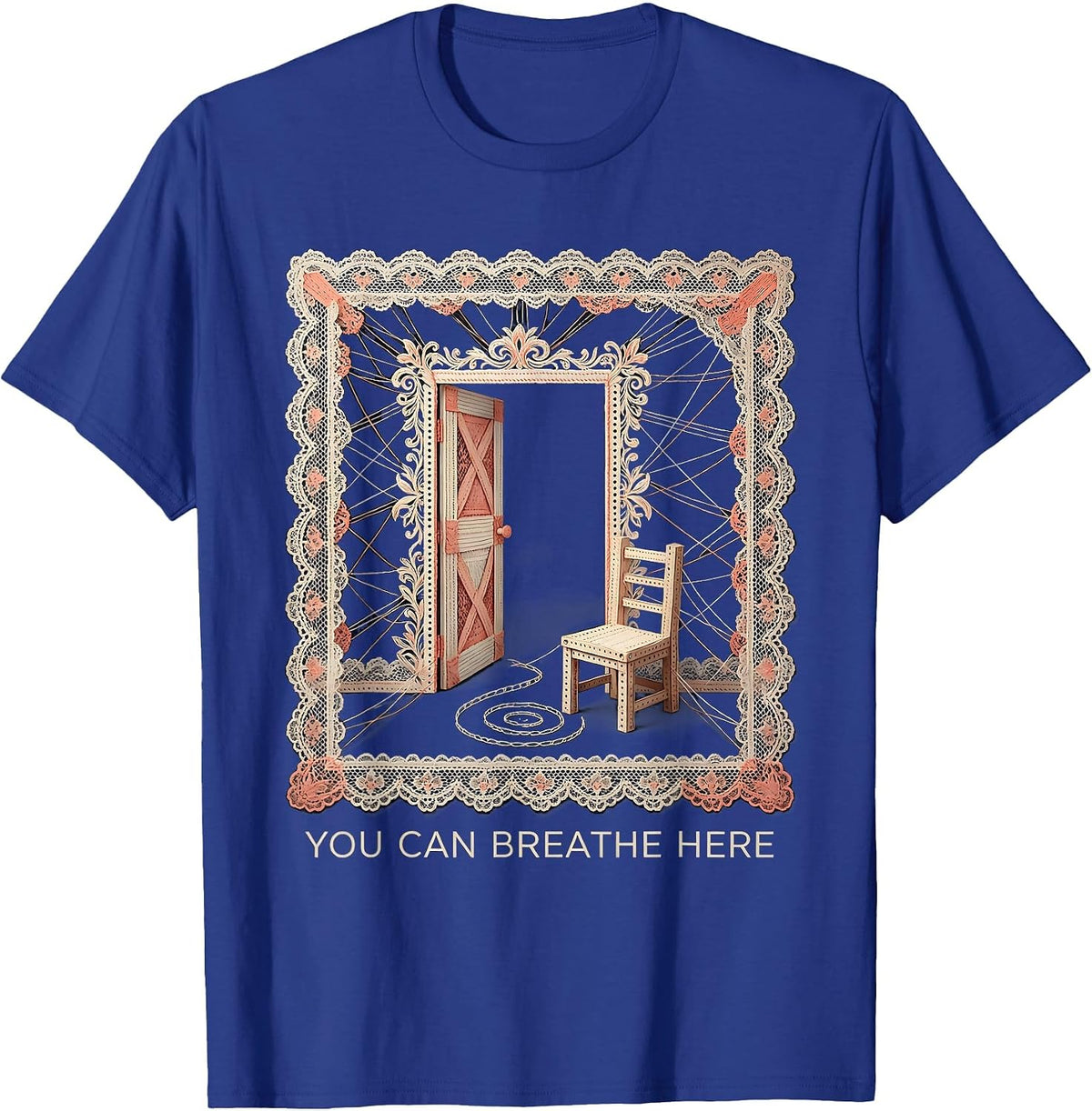 Men's You Can Breathe Here Supportive Mental Health Counselor T-Shirt - Royal Blue