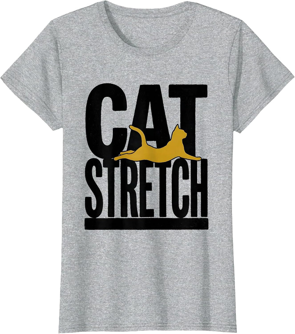 CAT STRETCH Funny Gym Workout Animal Pun Humor T-Shirt - Heather Grey