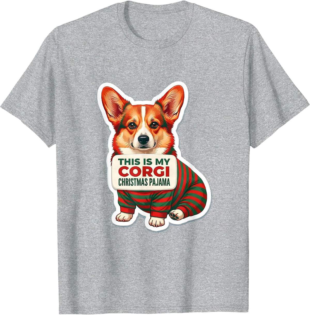 Men's This Is My Corgi Christmas Pajama Funny Dog Lover Ugly T-Shirt - Heather Grey