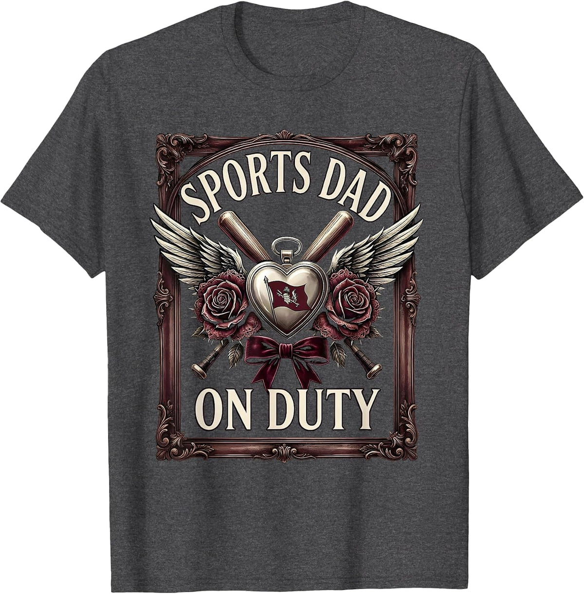 Men's Sports Dad On Duty Proud Fan Father Design T-Shirt - Dark Heather Grey