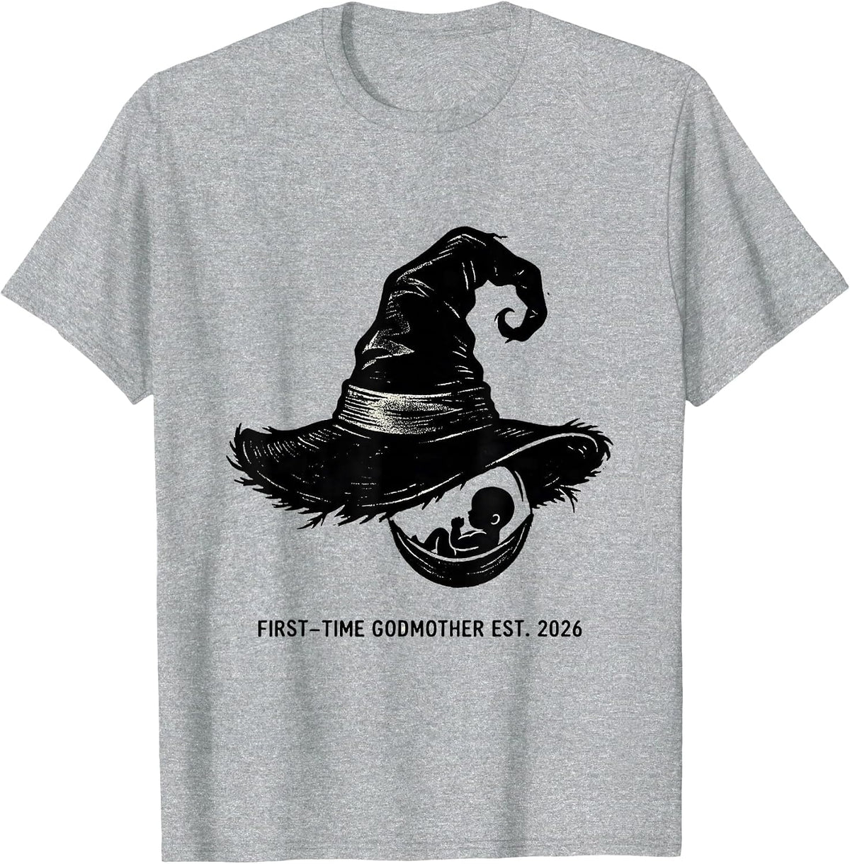 Men's First-Time Godmother Est. 2026 Cute Halloween Pregnancy T-Shirt - Heather Grey