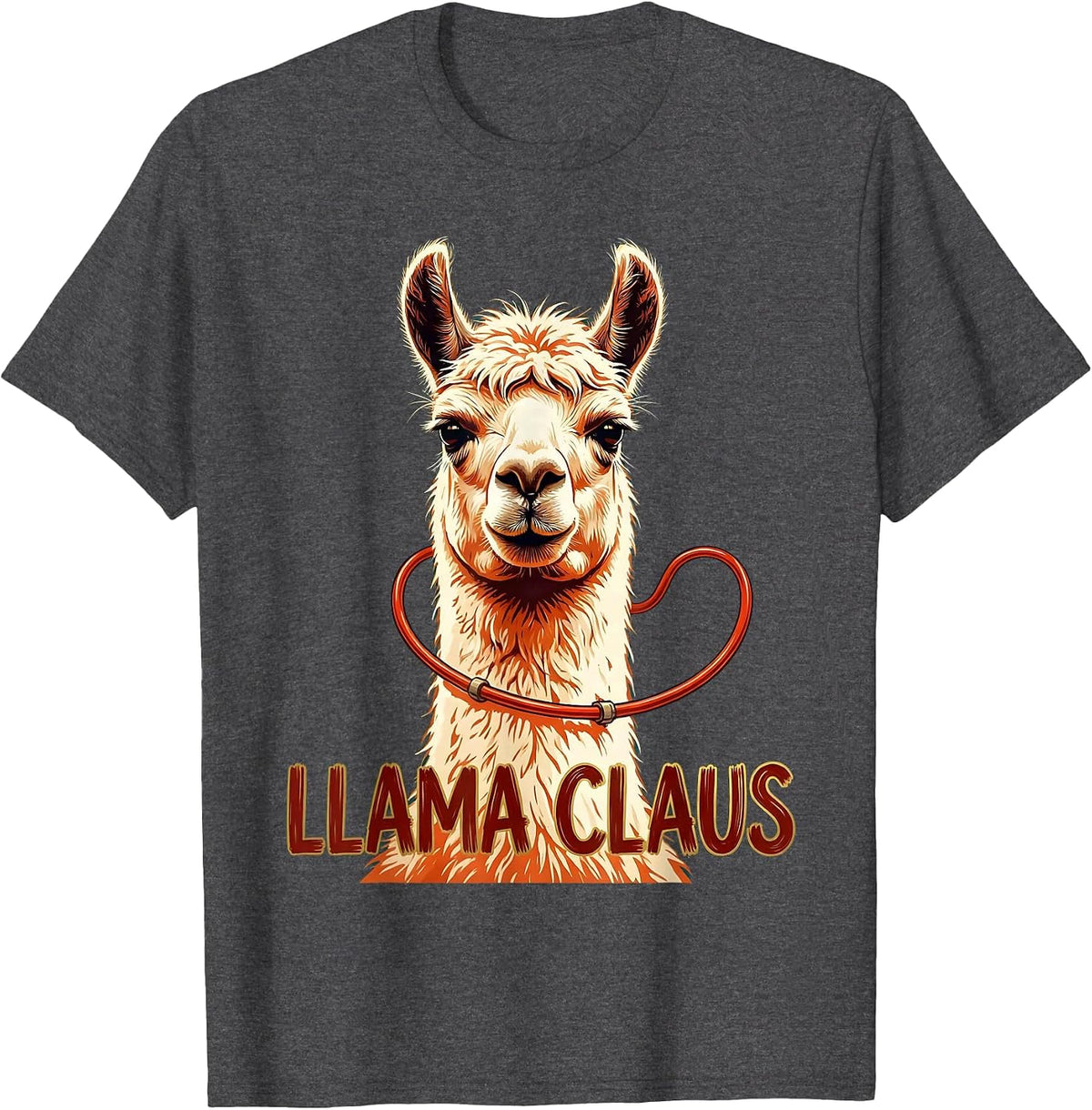 Llama Claus Funny Llama Lover Christmas Novelty T-Shirt - Dark Heather Grey