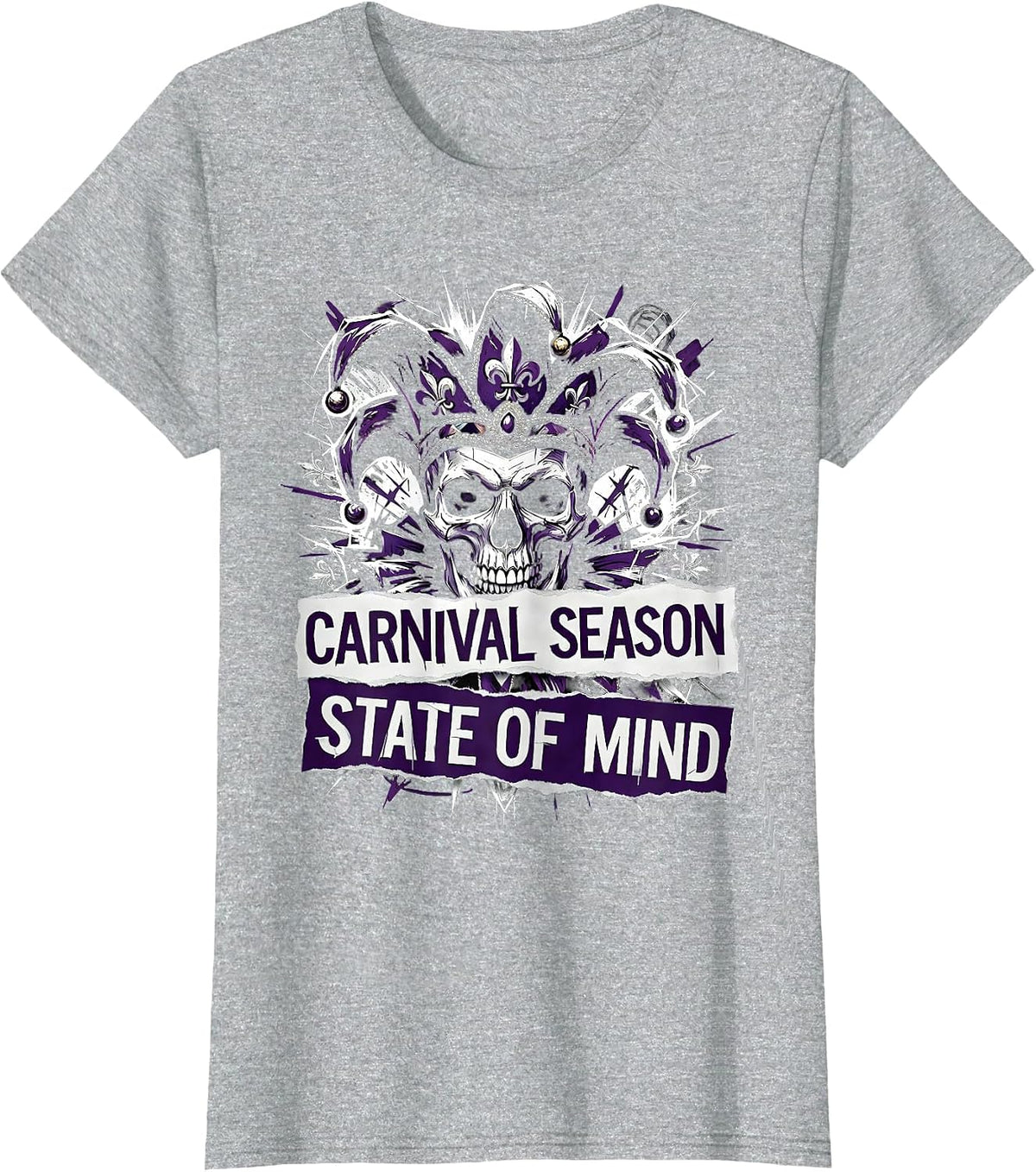 Women's Carnival Season State of Mind Mardi Gras Design T-Shirt - Heather Grey