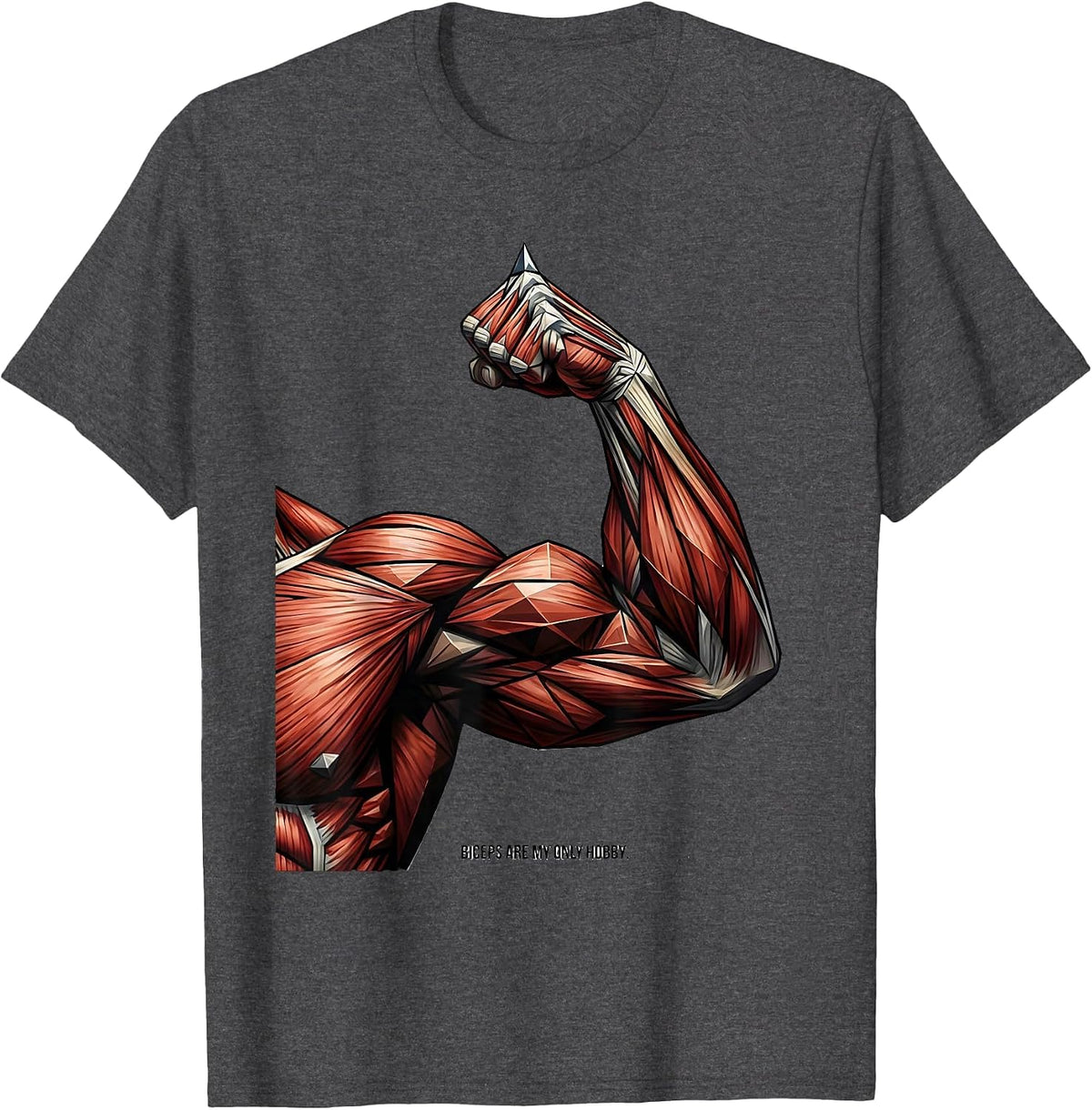 Men's Biceps Are My Only Hobby Funny Gym Humor Workout T-Shirt - Dark Heather Grey
