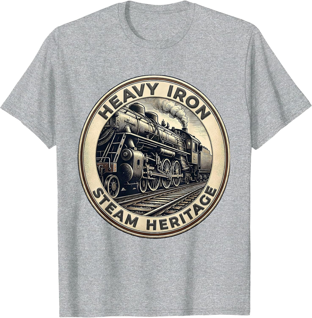 Men's Heavy Iron Steam Heritage Big Boy 4014 Train Enthusiast T-Shirt - Heather Grey