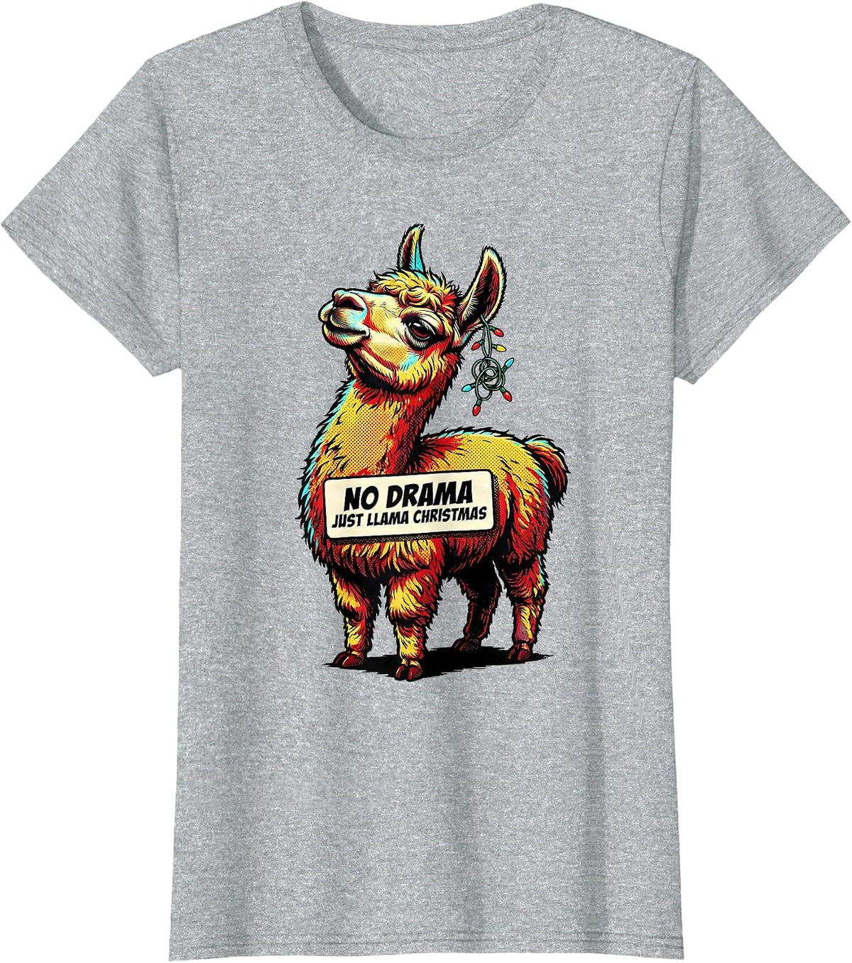 No Drama Just Llama Christmas Funny Llama Lover Gift T-Shirt - Heather Grey