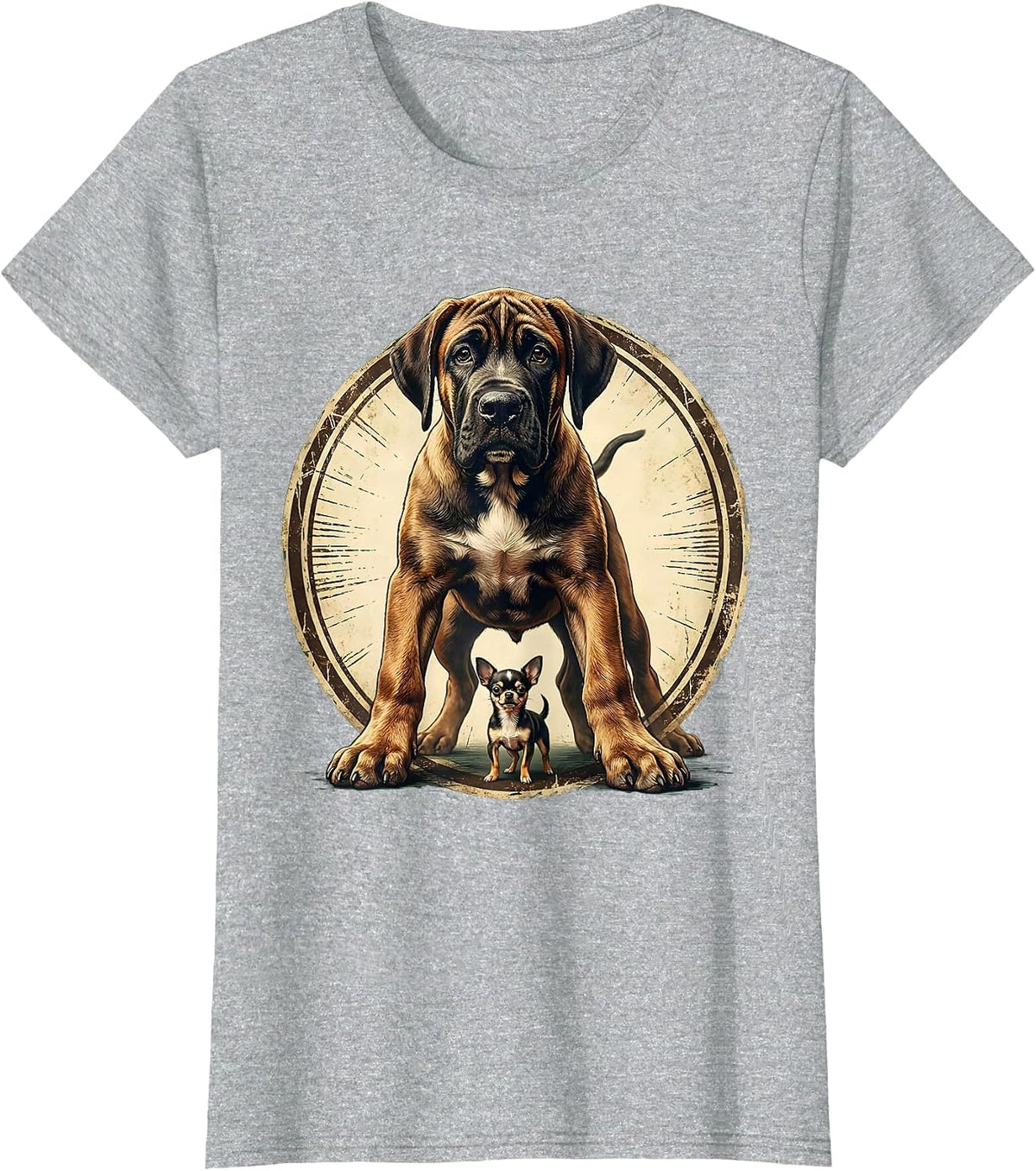 Women's Big Little Great Dane and Chihuahua Dog Design T-Shirt - Heather Grey