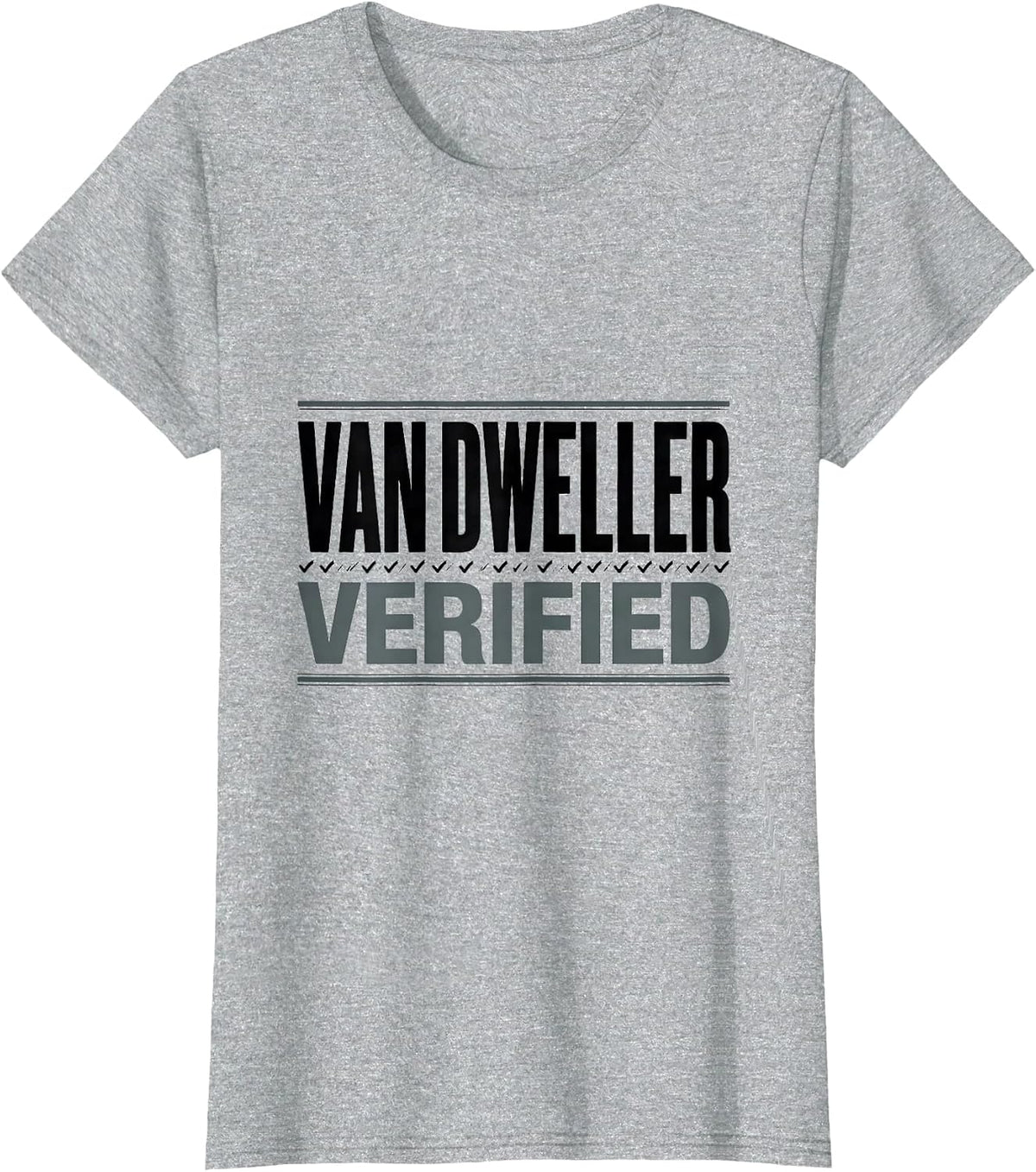 Women's Van Dweller, Verified Funny Van Life Nomad Road-Trip Humor T-Shirt - Heather Grey