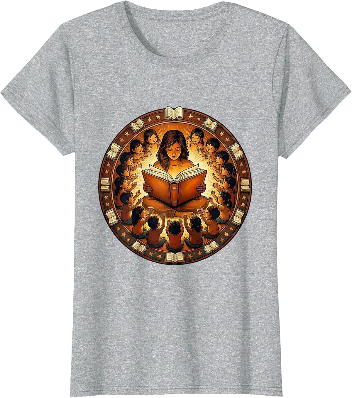 Daycare Teacher Reading Aloud to Children Gift T-Shirt - Heather Grey