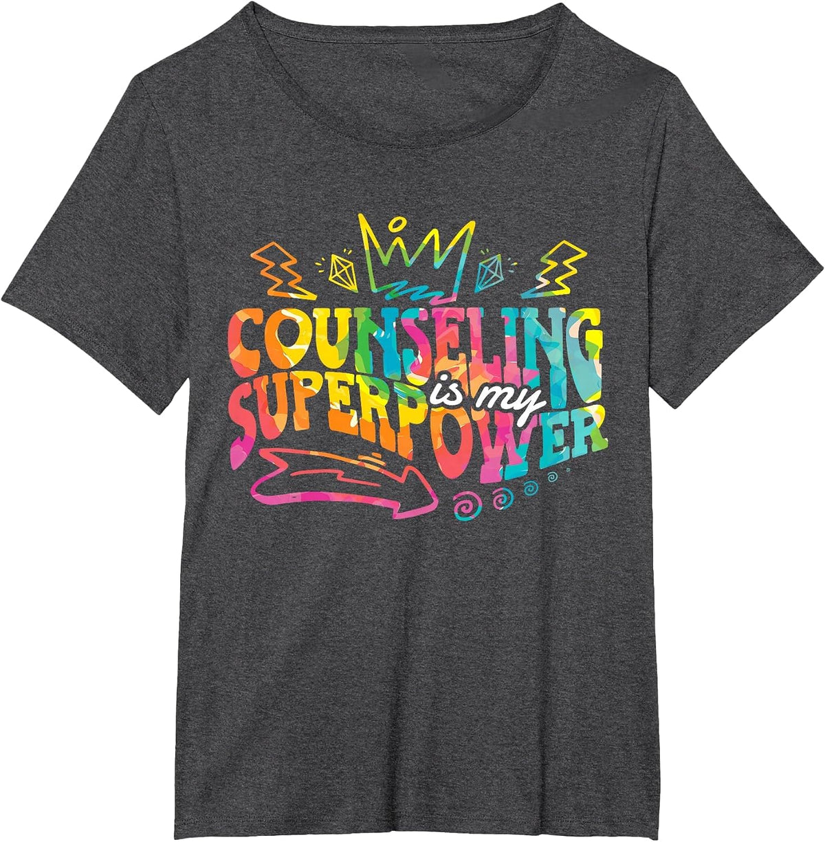 Counseling is My Superpower Professional School Counselor T-Shirt - Dark Heather Grey