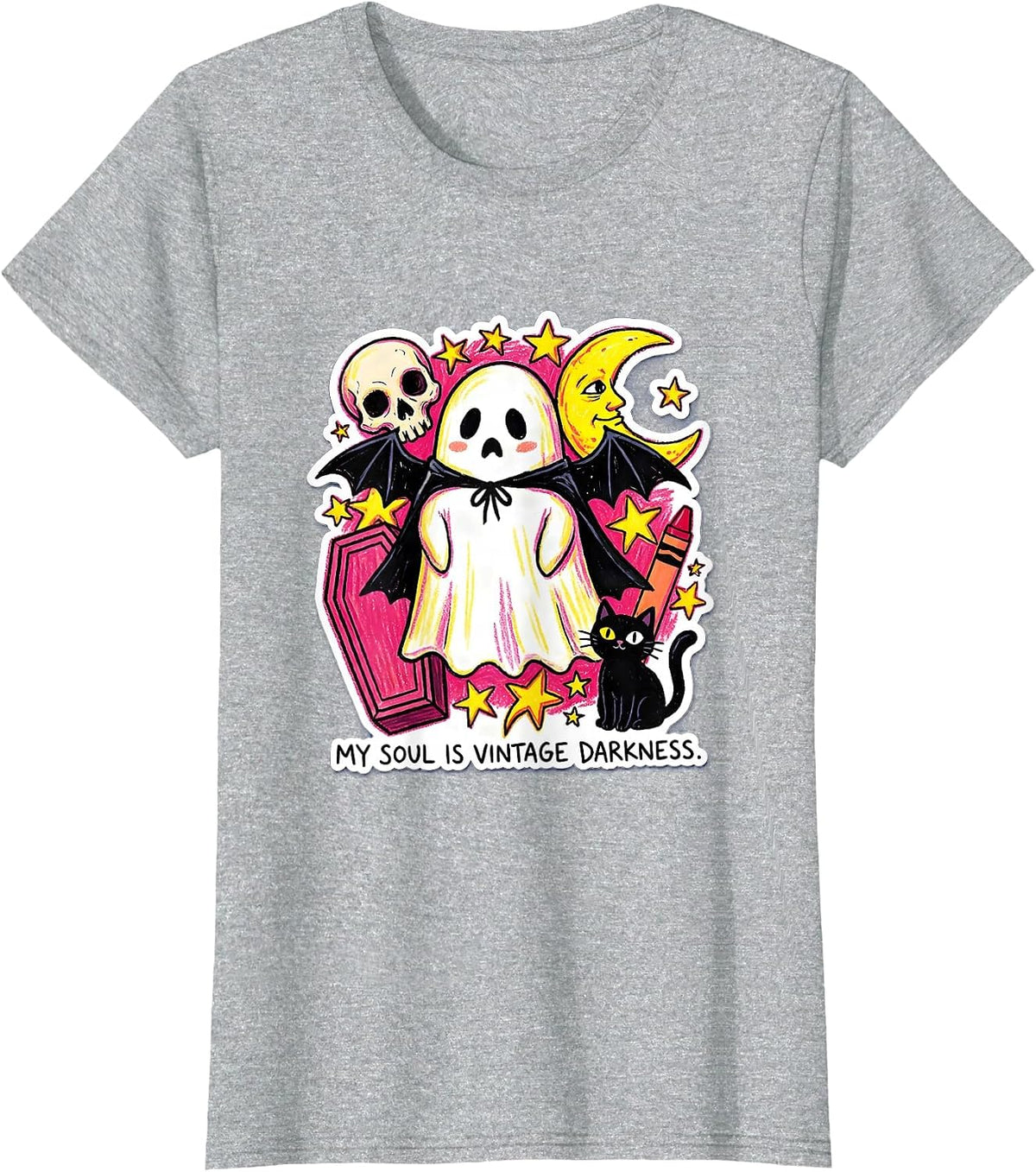 My Soul Is Vintage Darkness Goth Design T-Shirt - Heather Grey