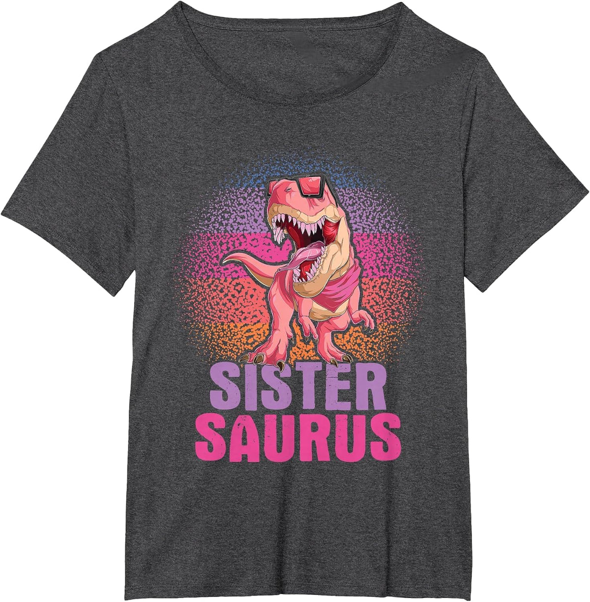 Sistersaurus - Dinosaur Family Kids Sisters Sibling Reveal T-Shirt - Dark Heather Grey