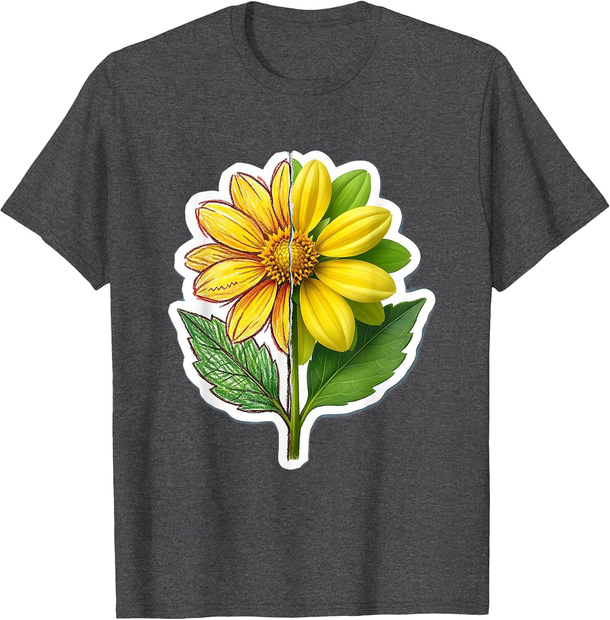 Paraprofessional Crayon Blooms Into Flower Art T-Shirt - Dark Heather Grey