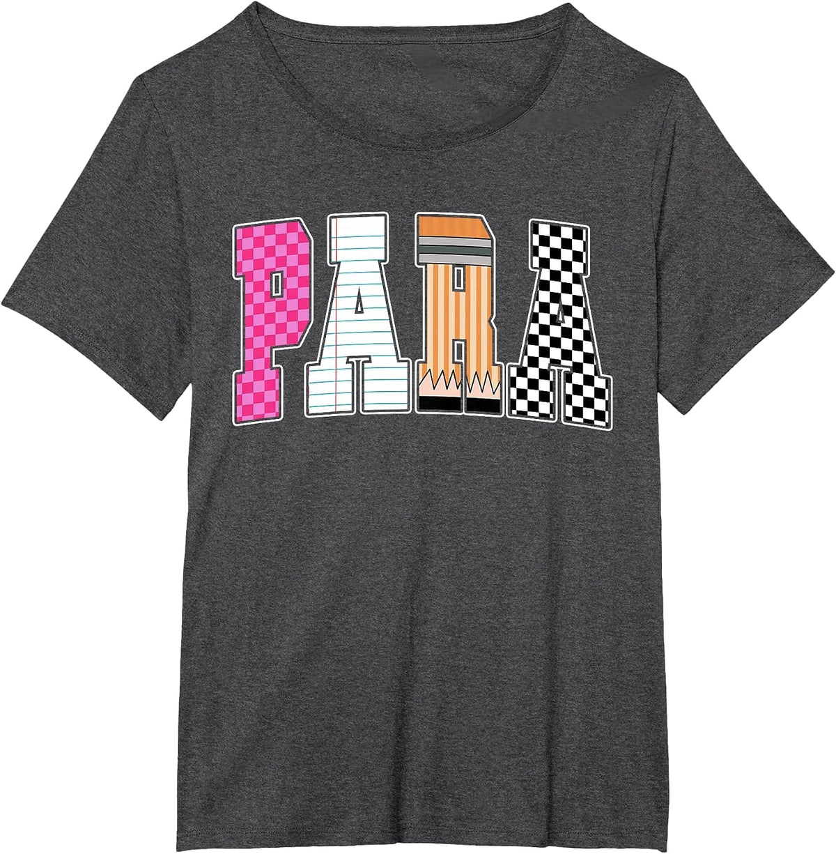 Back to School Teacher para, Preppy Checkered para Life T-Shirt - Dark Heather Grey