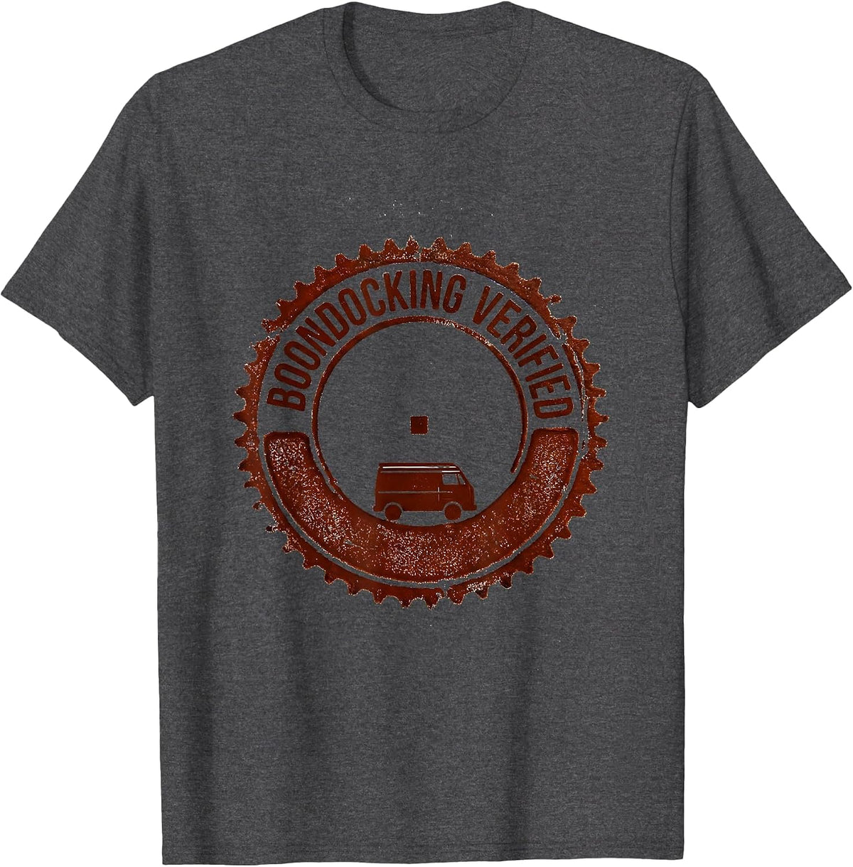Boondocking Verified Vintage Van Life Nomads Retro Road Trip T-Shirt - Dark Heather Grey