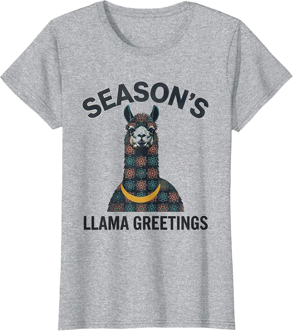 Season's Llama Greetings Funny Christmas Llama Lover Gift T-Shirt - Heather Grey
