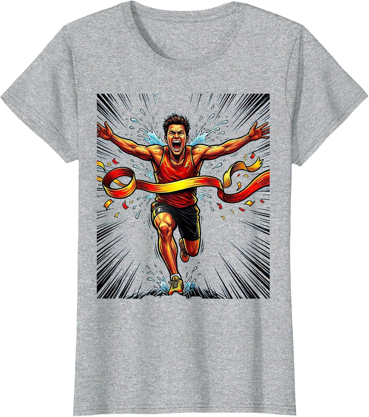 Finish Line Glory Race Tape Breaking Graphic T-Shirt - Heather Grey
