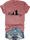 Treat Dealer T-Shirt Women Cute Dog Paw Print Graphic Tees Funny Humor Dog Lovers Shirt Dogs Owner Casual Crew Top - Za-rose