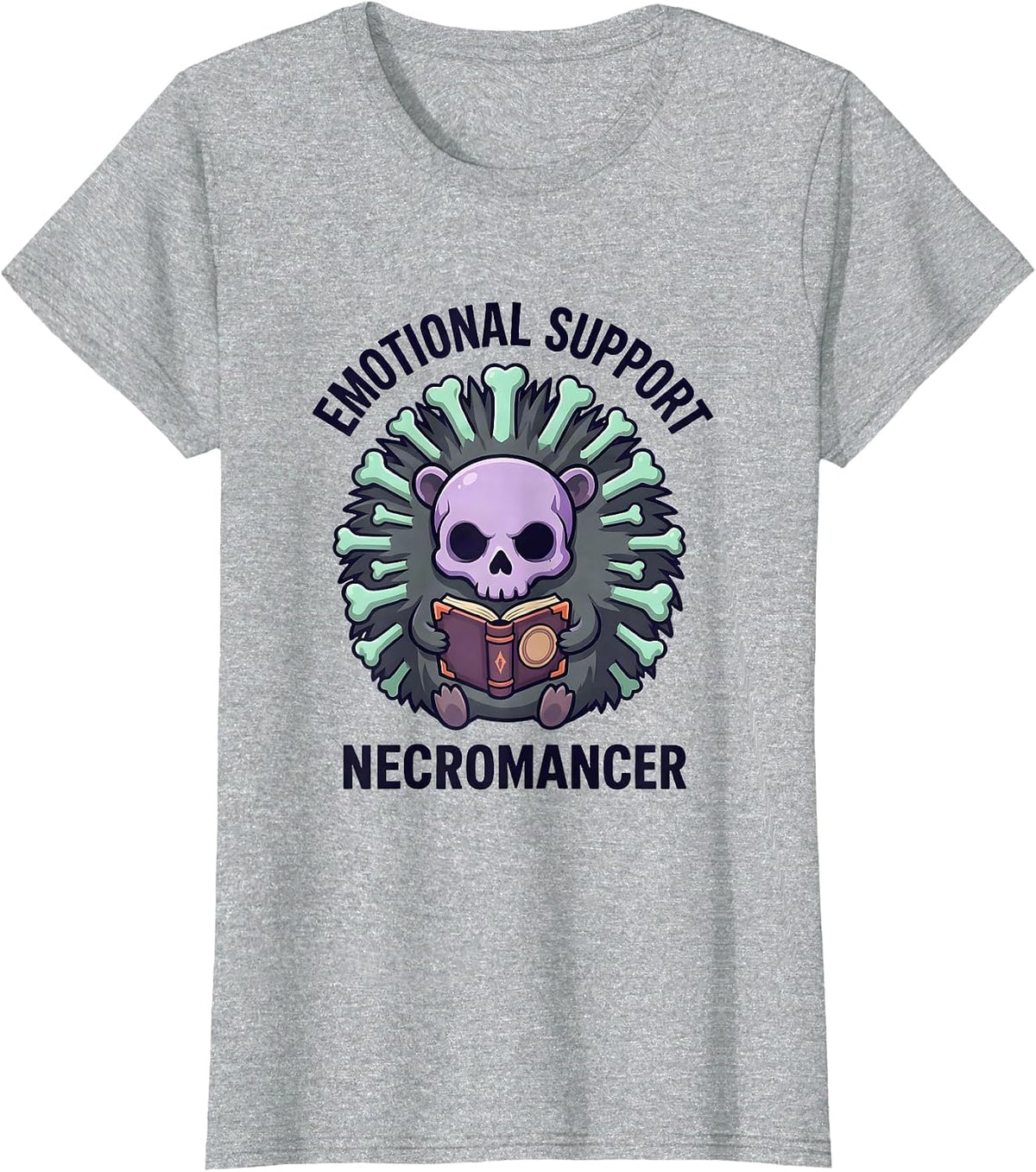 Emotional Support Necromancer Pastel Goth Kawaii Horror T-Shirt - Heather Grey