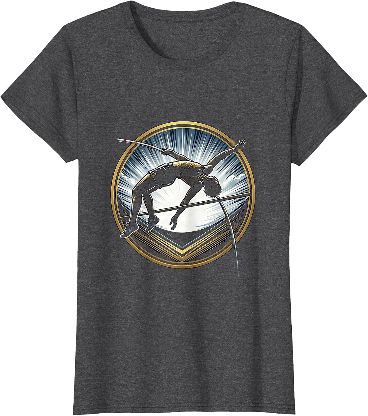 Women's Pole Vaulter Stormy Sky Athletic Graphic T-Shirt - Dark Heather Grey
