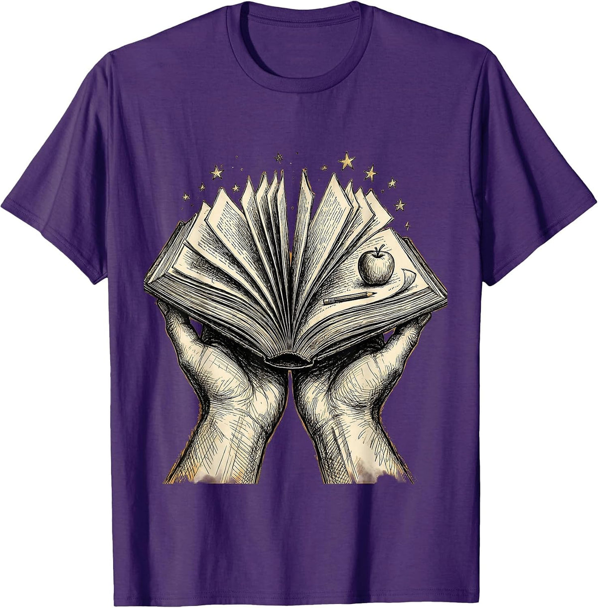 Men's Paraprofessional Caring Hands Storybook Design T-Shirt - Purple