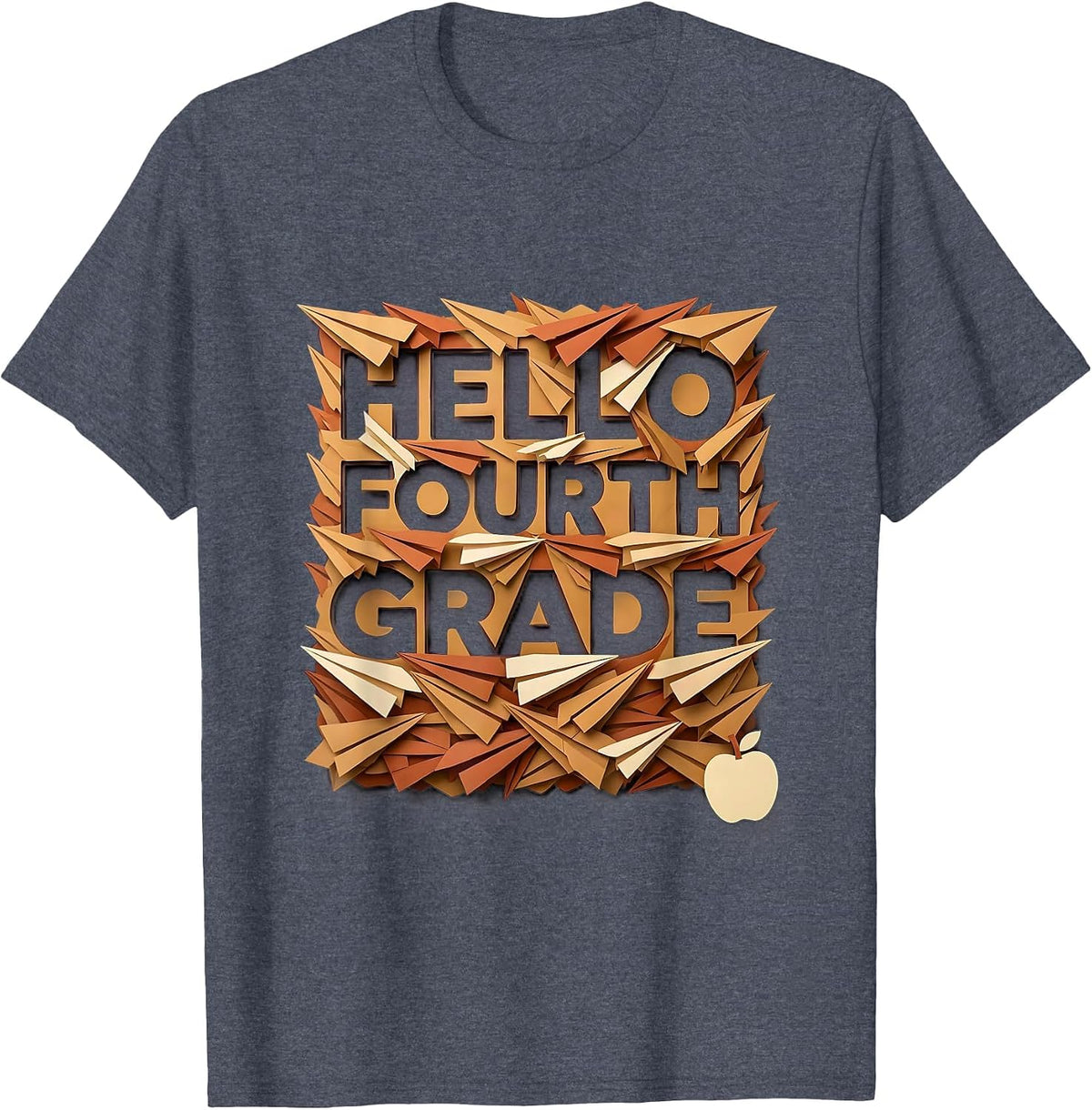 Hello Fourth Grade Leopard Teacher Back To School T-Shirt - Heather Blue