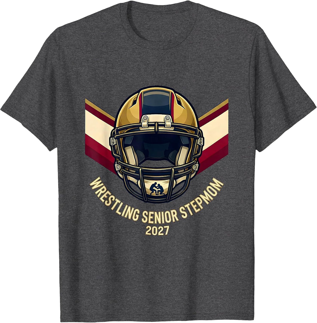 Wrestling Senior Stepmom 2027 Graduation Senior Night T-Shirt - Dark Heather Grey