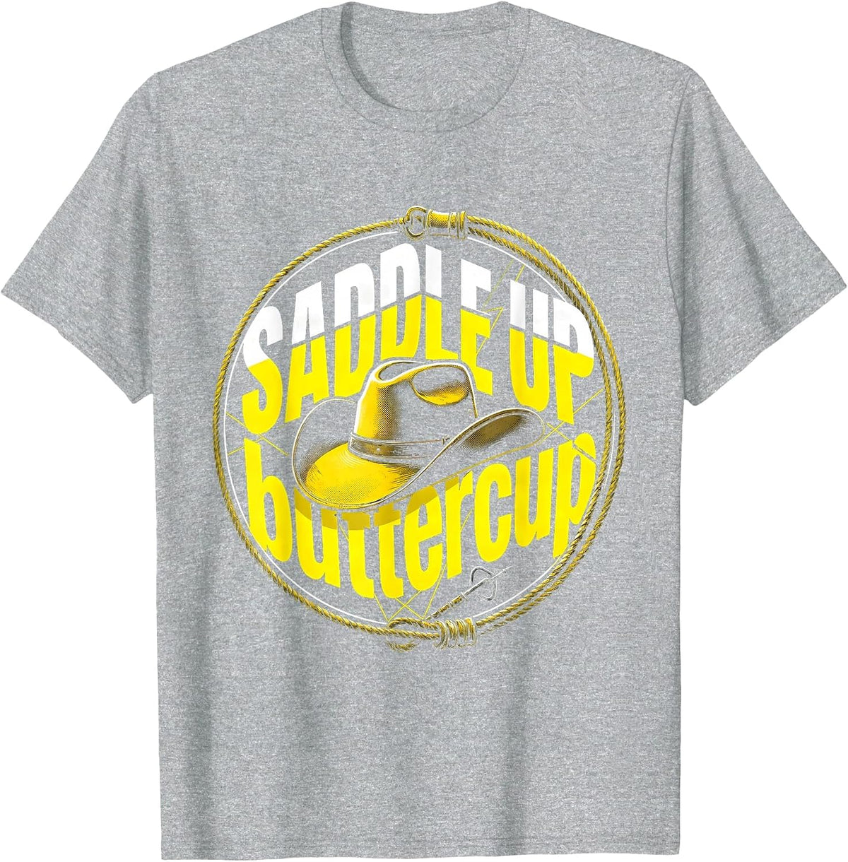 Men's Saddle Up Buttercup Rodeo Cowgirl Design T-Shirt - Heather Grey