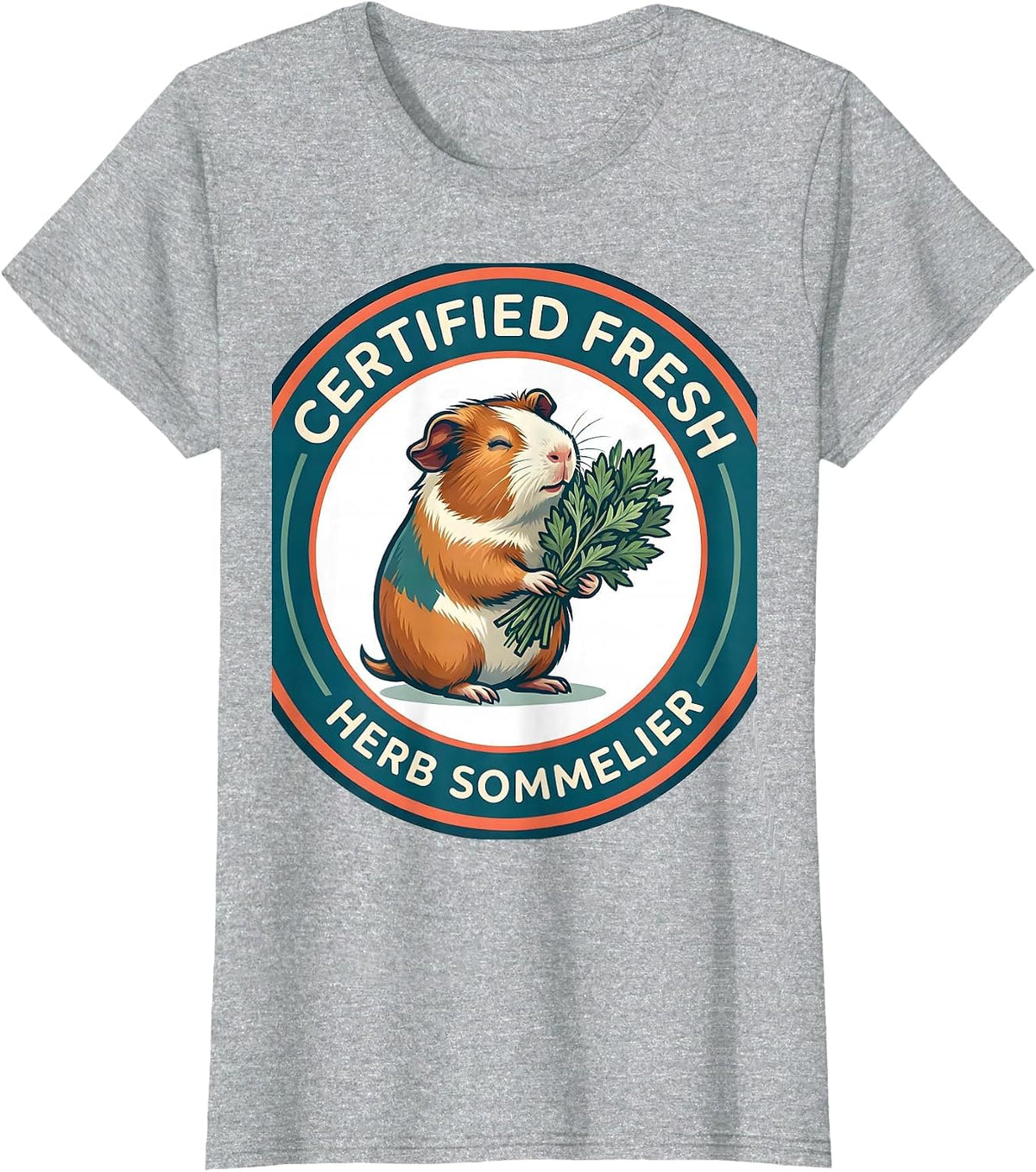 Certified Fresh Herb Sommelier Funny Guinea Pig Owner Cavy T-Shirt - Heather Grey