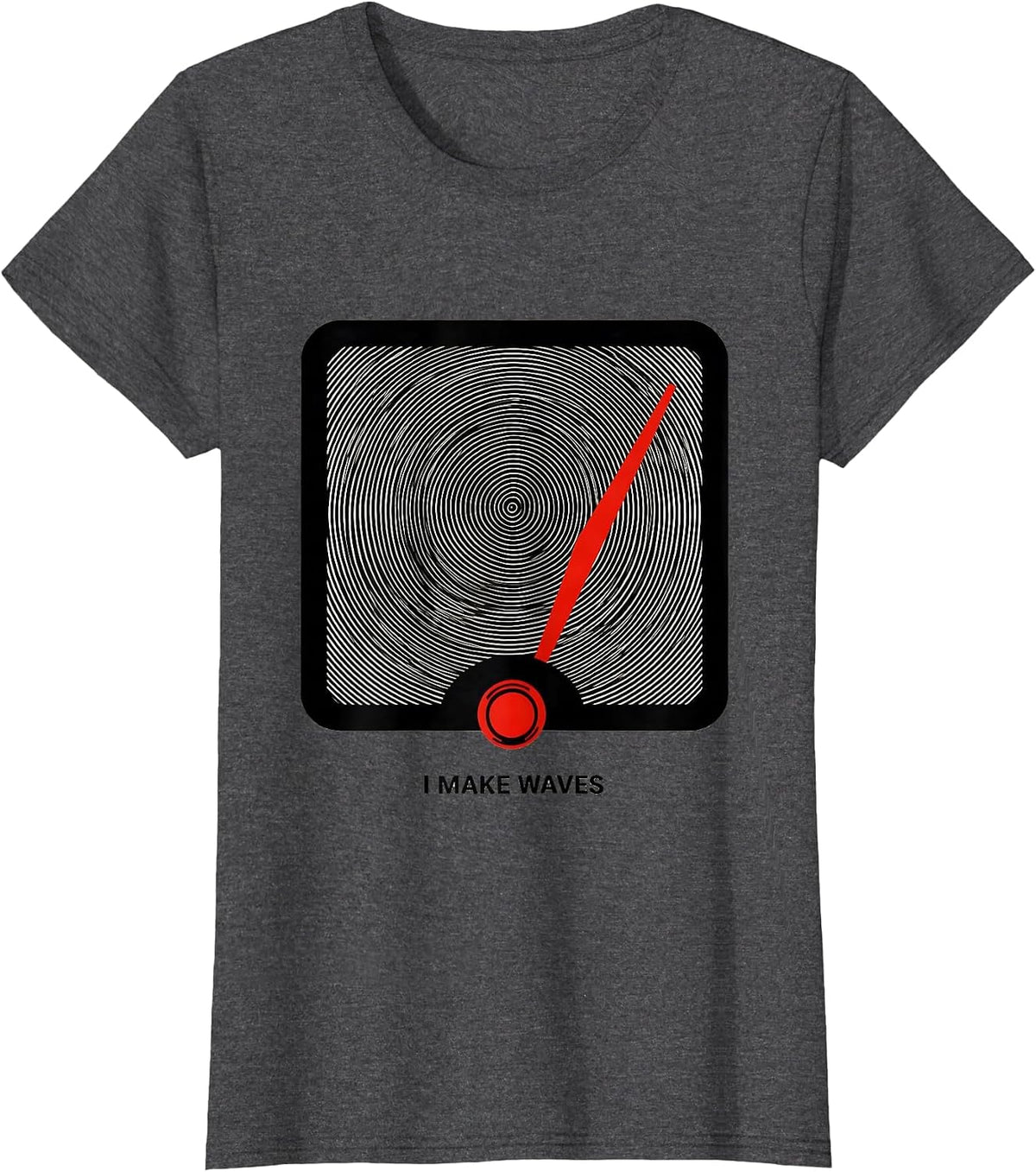 Women's I Make Waves Op Art Moiré Ham Radio Operator Hobby Humor T-Shirt - Dark Heather Grey