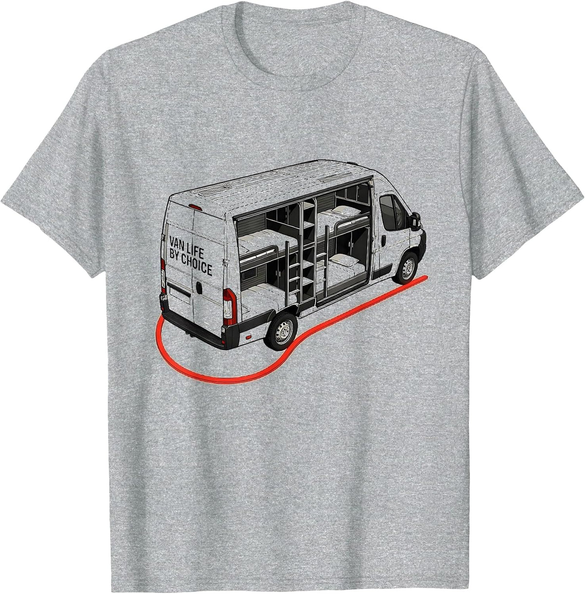 Men's Van Life By Choice Retro Vintage Van Dweller Nomads T-Shirt - Heather Grey