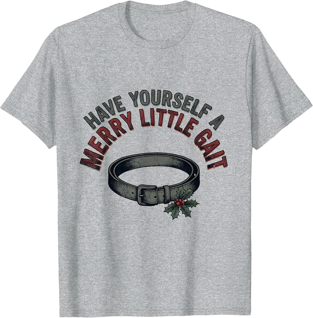 Men's Have Yourself A Merry Little Gait Distressed Physical T-Shirt - Heather Grey