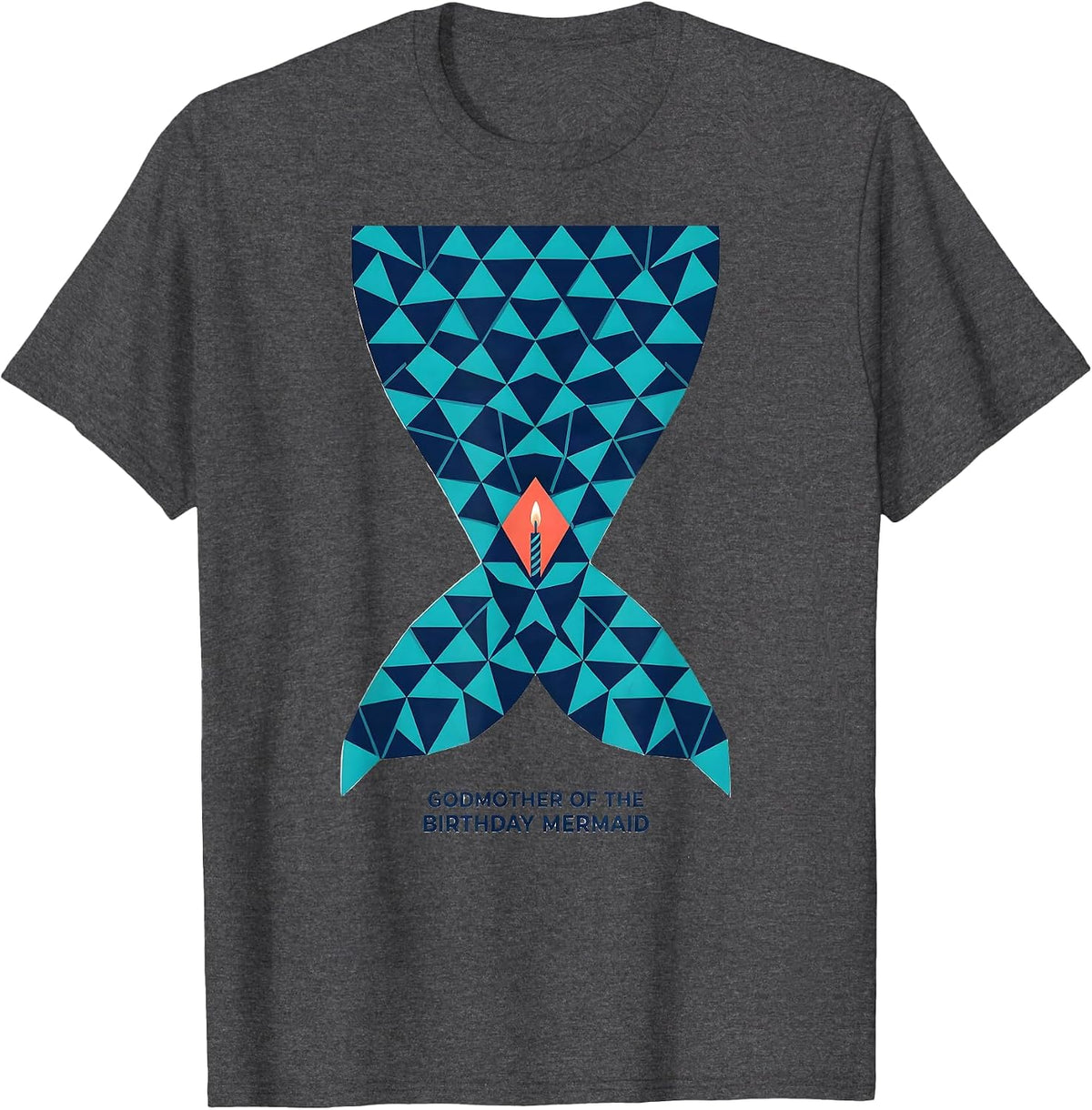 Men's Godmother Of The Birthday Mermaid Geometric Mermaid Squad T-Shirt - Dark Heather Grey