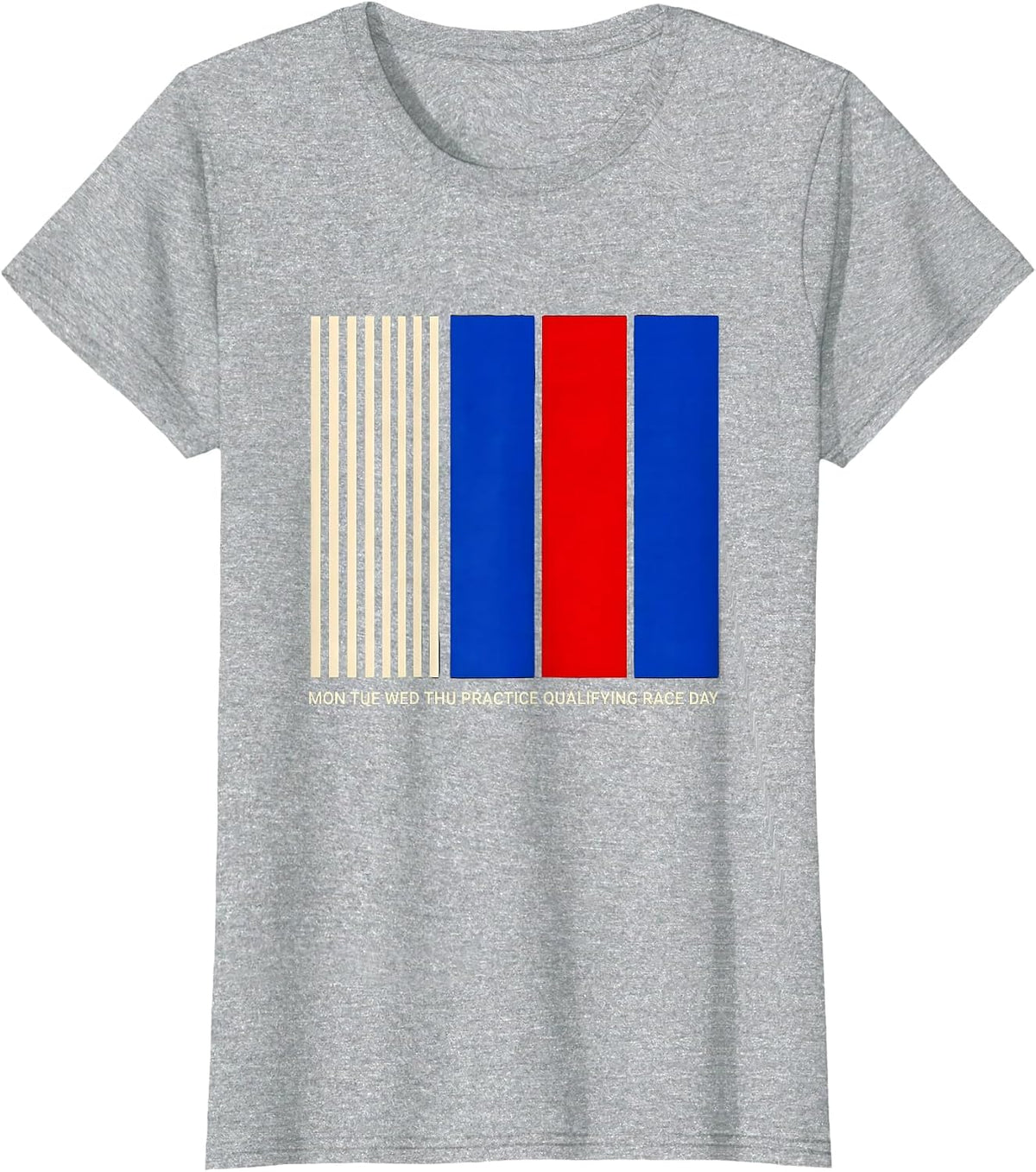 Women's Mon Tue Wed Thu Practice Qualifying Race Day Funny T-Shirt - Heather Grey