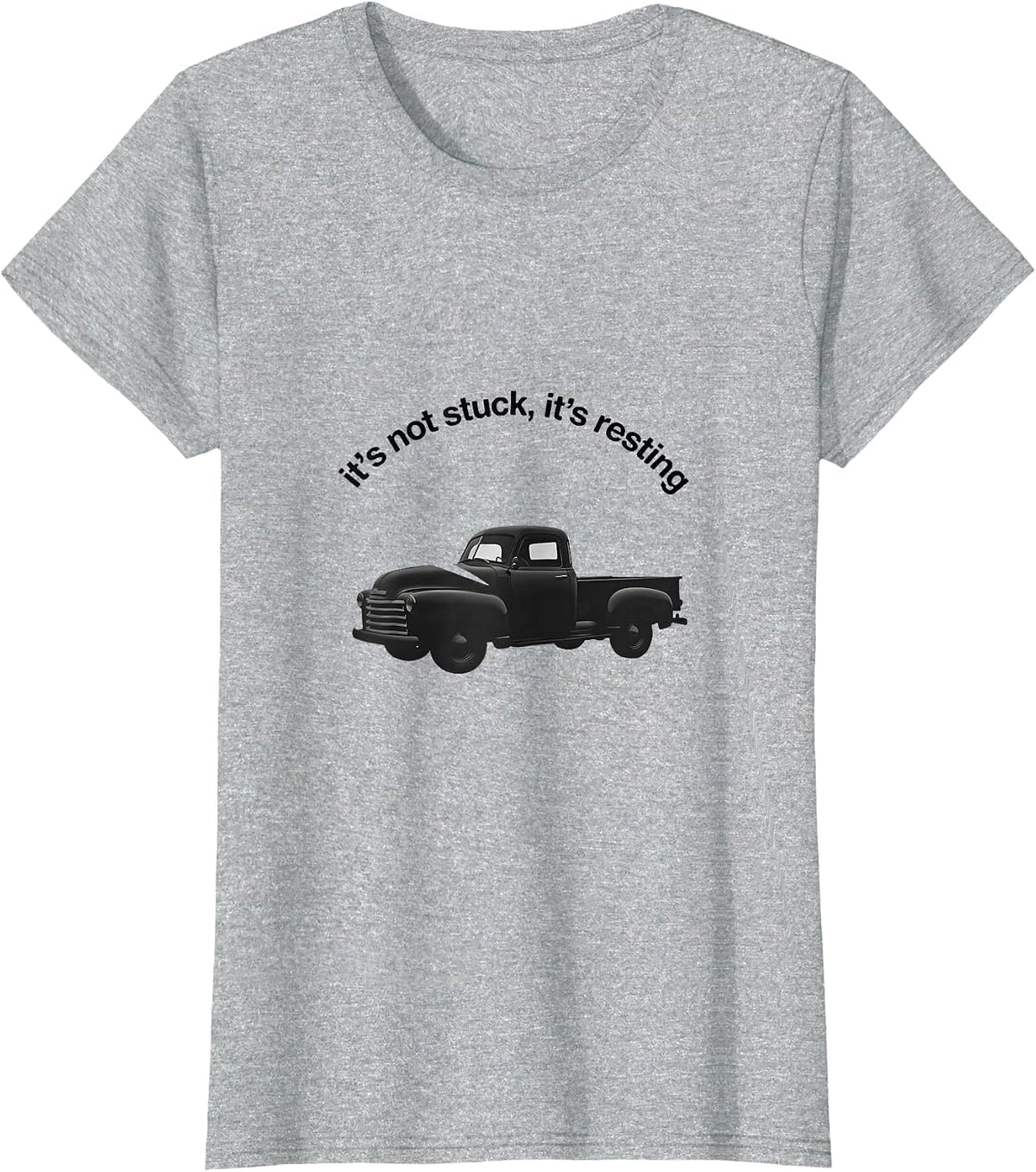 Women's It's Not Stuck It's Resting Funny Classic Car Guy Humor T-Shirt - Heather Grey