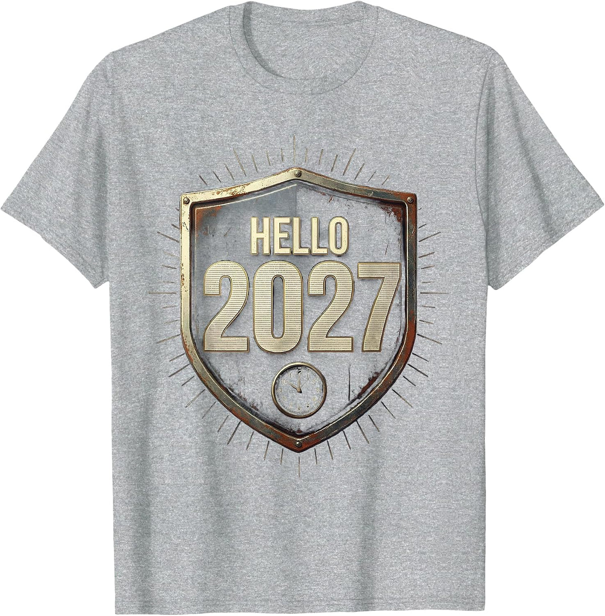 Men's Hello 2027 Vintage Family Matching New Year Eve Keepsake T-Shirt - Heather Grey