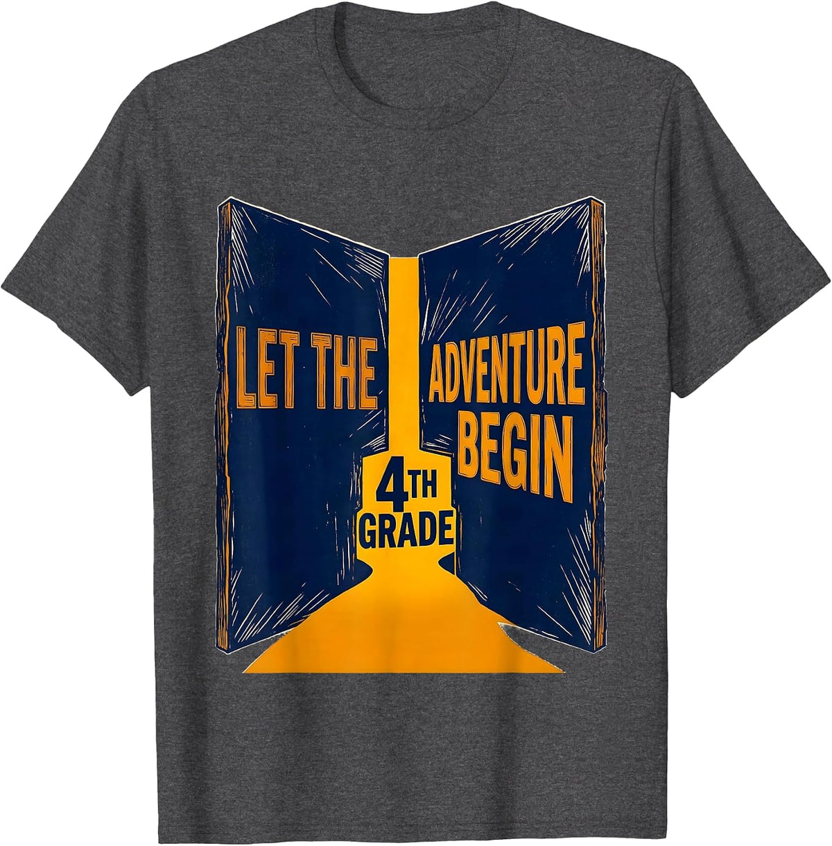 Men's Let The 4th Grade Adventure Begin Fourth Grade Teacher Team T-Shirt - Dark Heather Grey