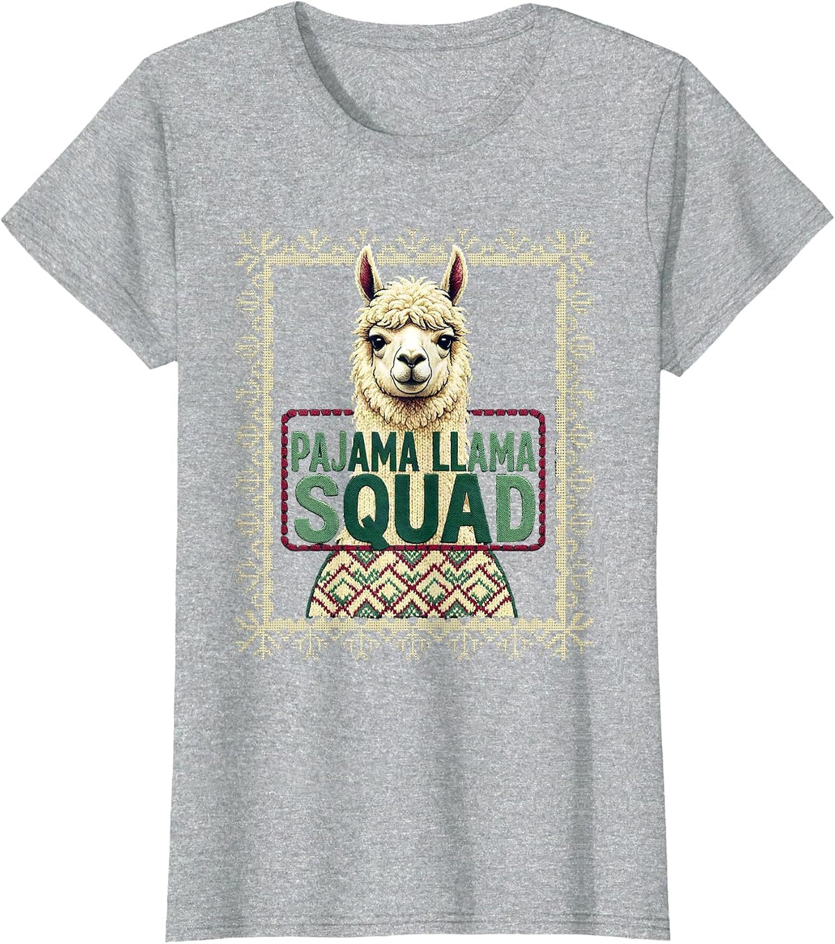 Pajama Llama Squad Funny Llama Christmas Animal Lover T-Shirt - Heather Grey