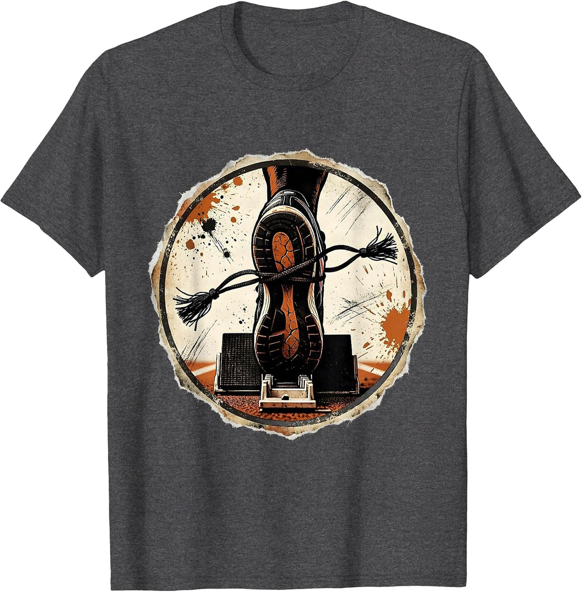 We Almost Always Almost Win Sprinter Snapped Lace T-Shirt - Dark Heather Grey