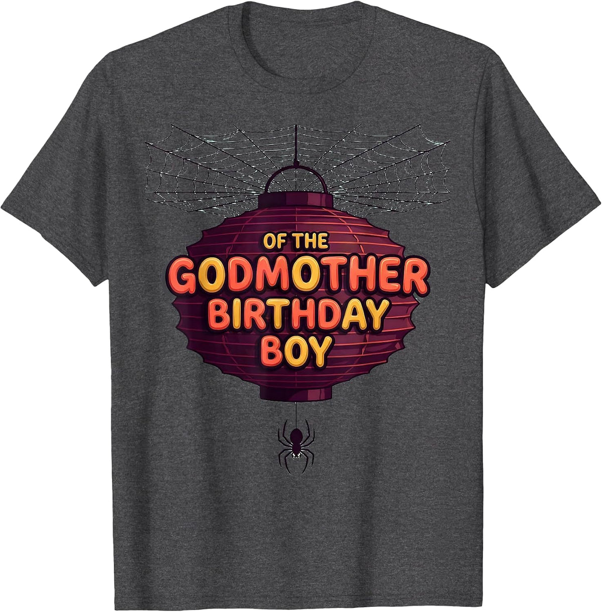 Men's Godmother Of The Birthday Boy Spider Web Family Matching T-Shirt - Dark Heather Grey
