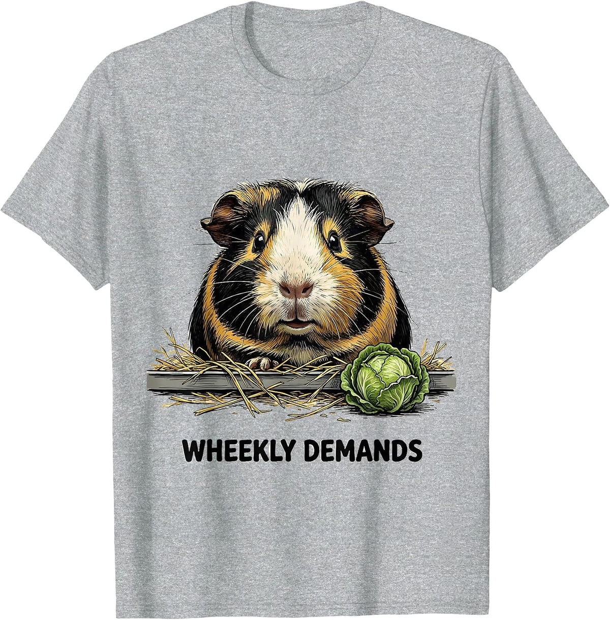 Men's Wheekly Demands Funny Guinea Pig Pet Lover Gift T-Shirt - Heather Grey
