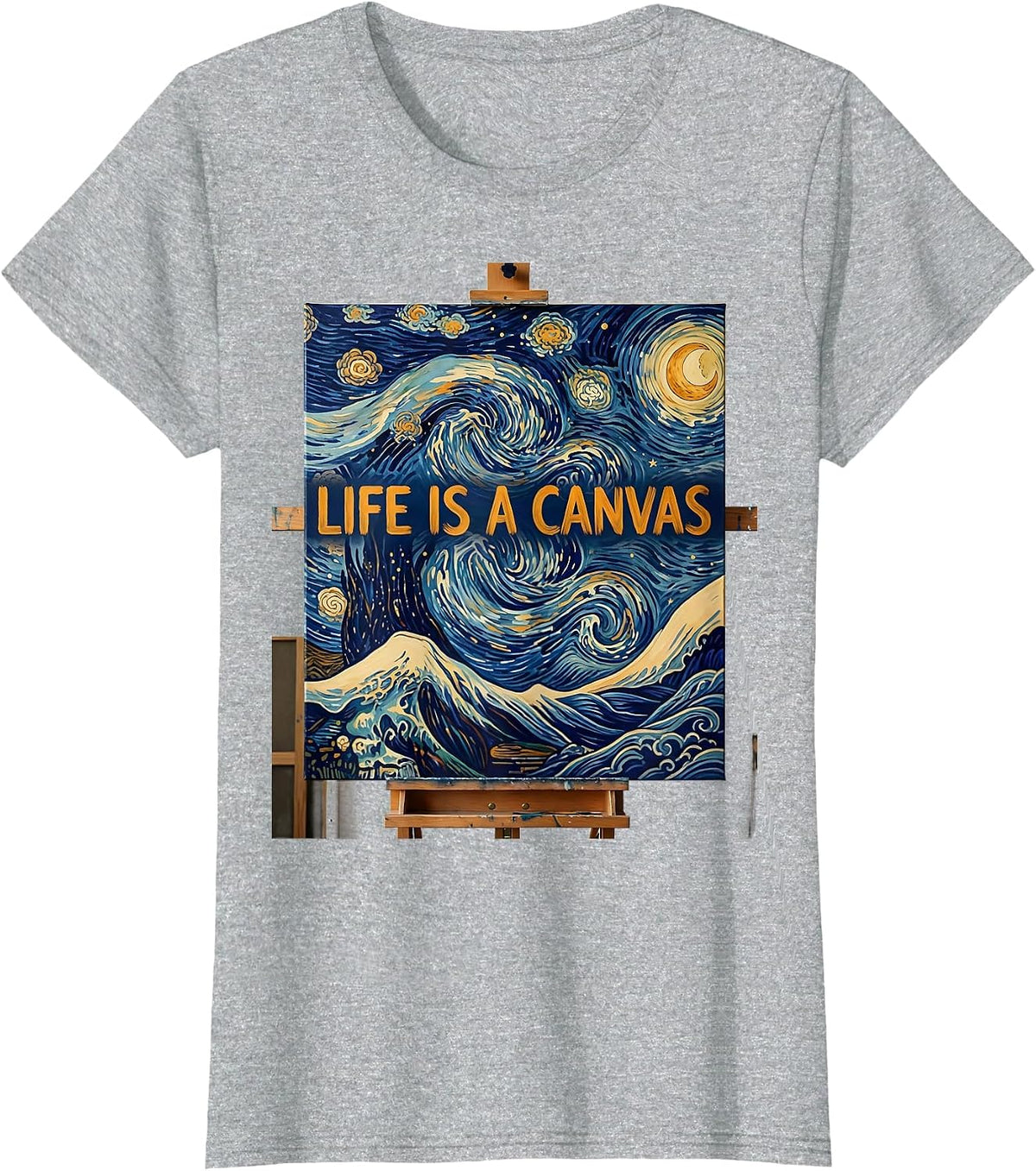 Life Is a Canvas Van Gogh Inspired Art Design T-Shirt - Heather Grey